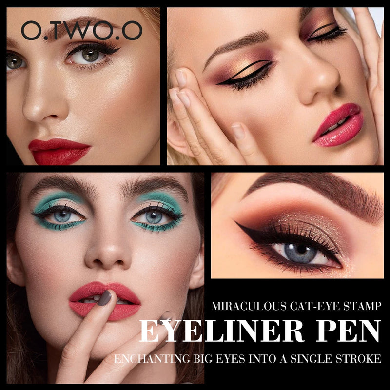 O.TWO.O Black Eye Liner Stamp Eyeliner Pencil Waterproof Smudge-proof Liquid Eyeliner Easy Cat Eye Stencil Makeup Tool for Eyes