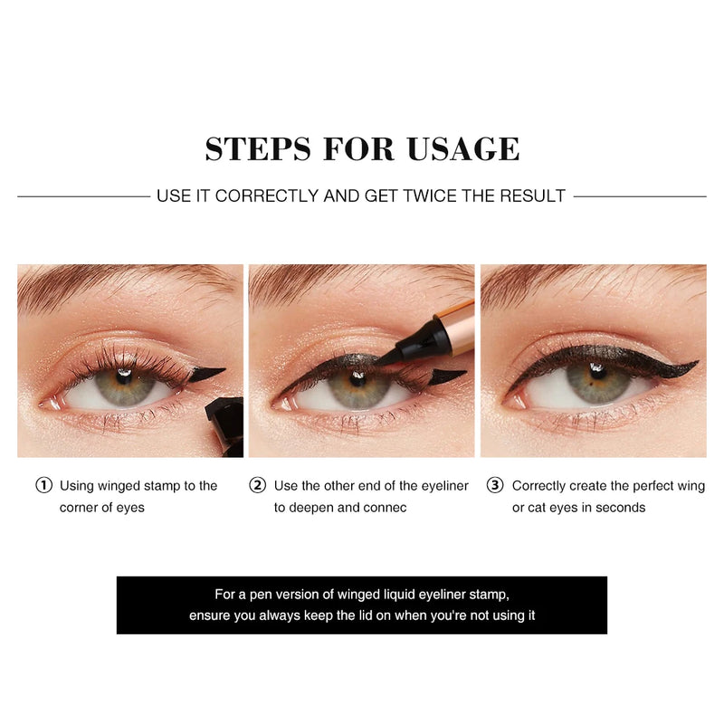 O.TWO.O Black Eye Liner Stamp Eyeliner Pencil Waterproof Smudge-proof Liquid Eyeliner Easy Cat Eye Stencil Makeup Tool for Eyes